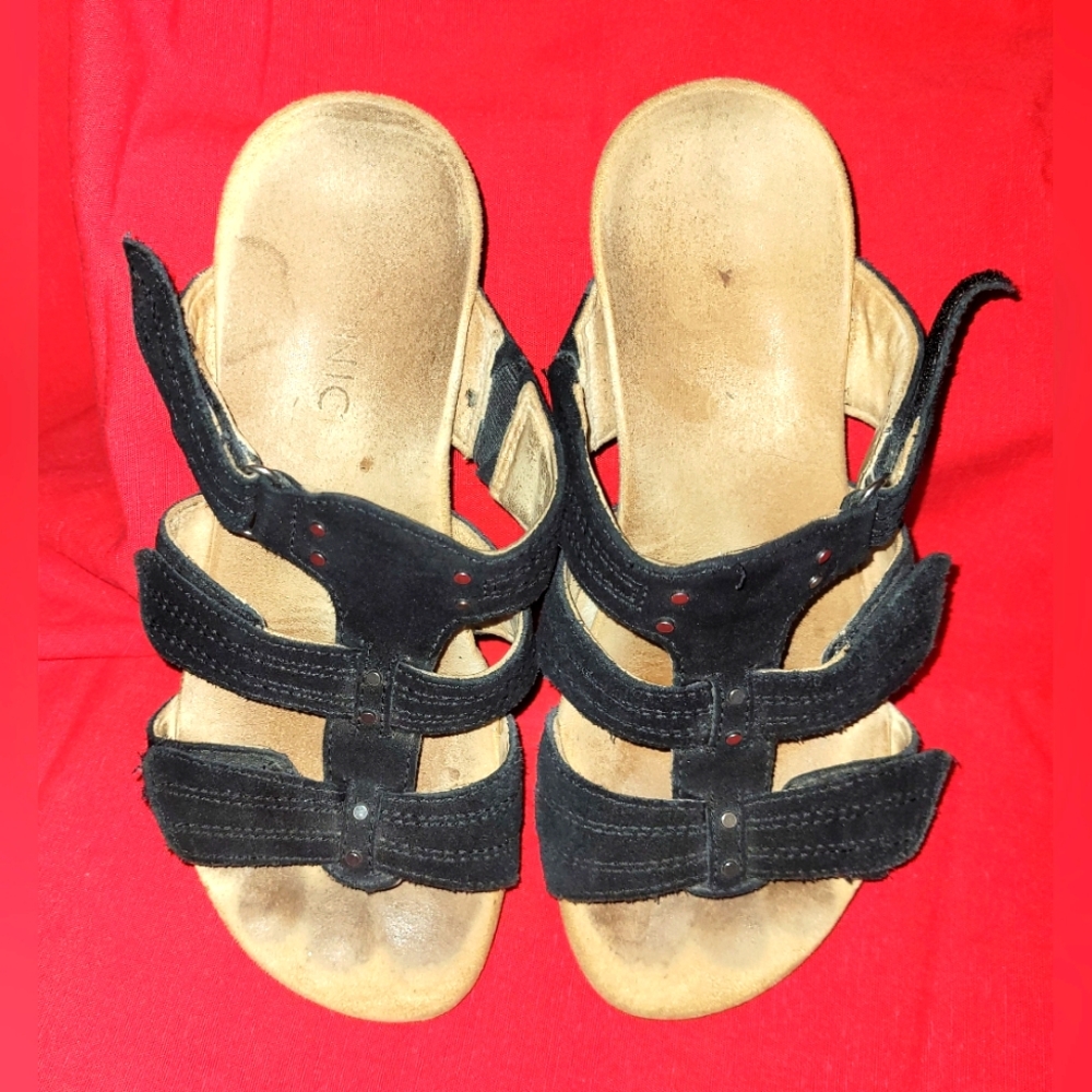 Vionic Corra Black Orthopedic Leather Slides 6W